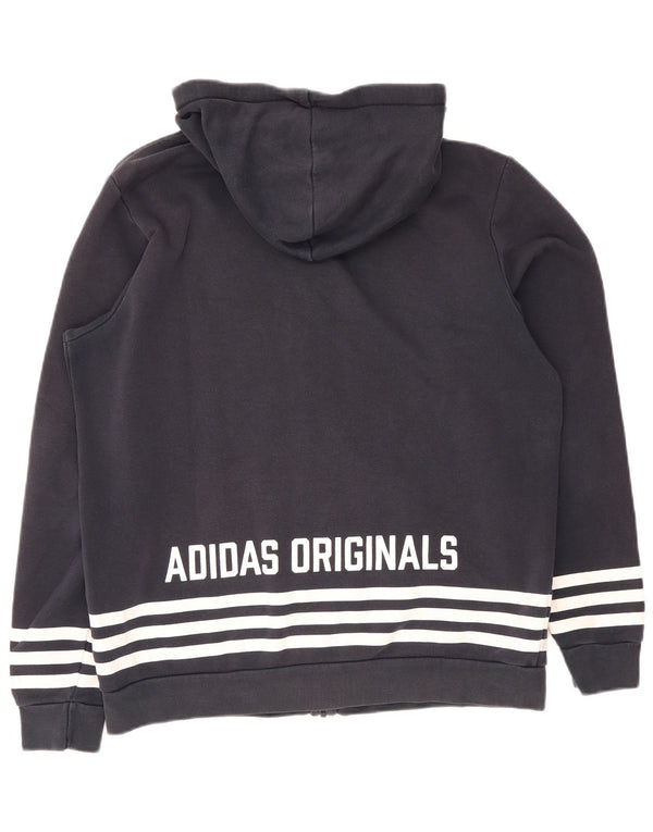 Adidas Mens Graphic Zip Hoodie Sweater Large Navy Blue Cotton