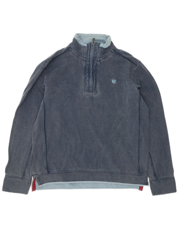 Fat Face Mens Zip Neck Sweatshirt Jumper Medium Navy Blue Cotton