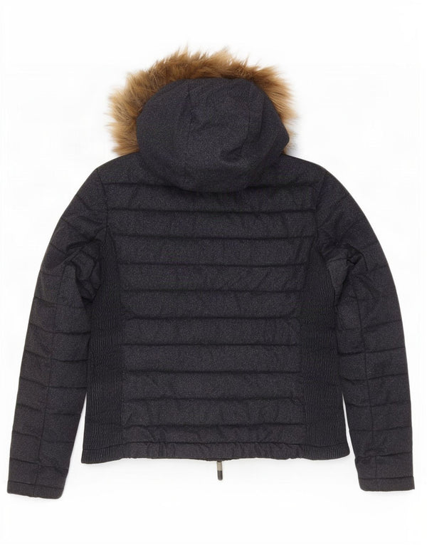 Superdry ženska podstavljena jakna s kapuljačom UK 18 XL tamnoplavi flekasti najlon