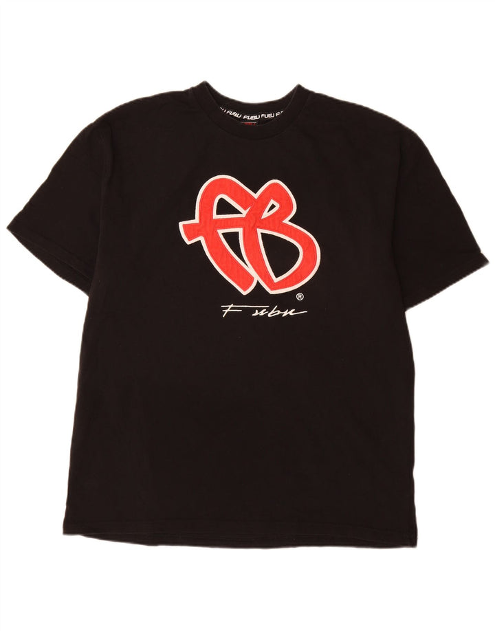 Fubu Mens Graphic T-Shirt Top Large Black Cotton