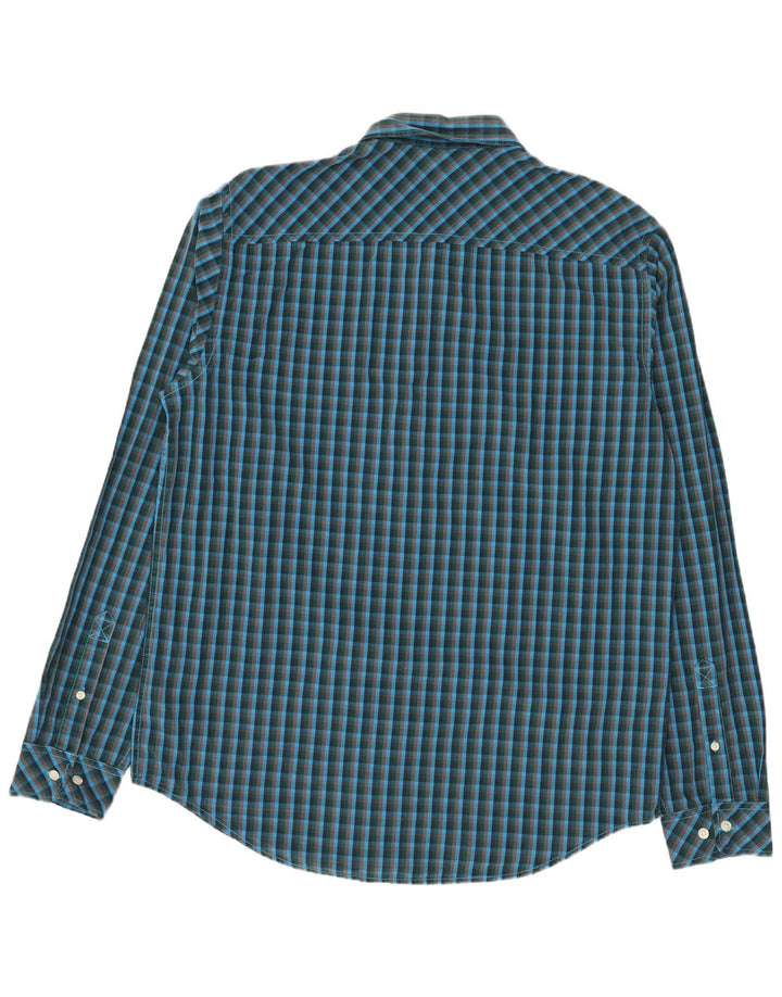 TIMBERLAND Mens Slim Fit Shirt Large Blue Check Cotton