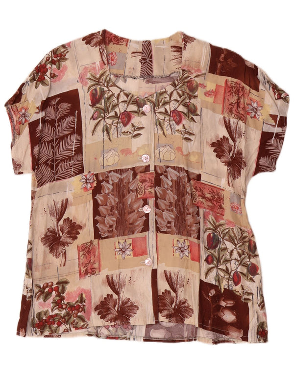 Vintage Womens Short Sleeve Shirt Blouse UK 16 Large Multicoloured Floral