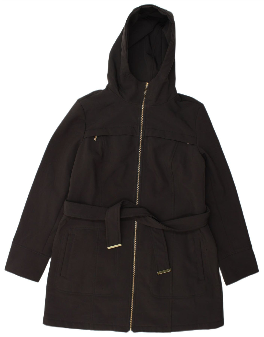 Michael Kors Womens Hooded Parka Jacket UK 16 Large Black Polyester