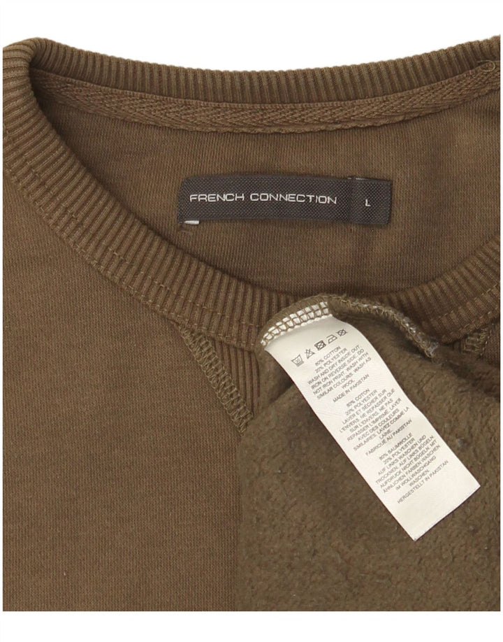 French Connection Mens Sweatshirt Jumper Large Khaki Cotton