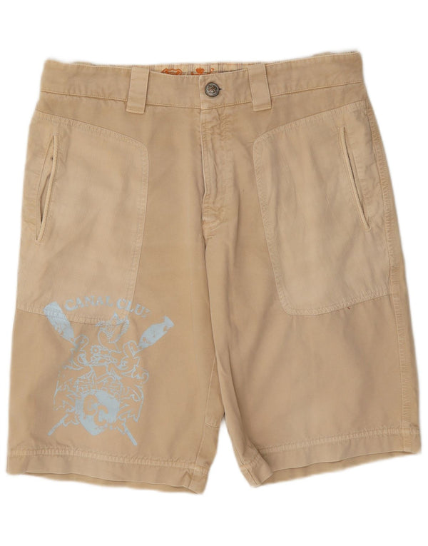 vintage Mens Graphic Chino Shorts W36 Grand Beige
