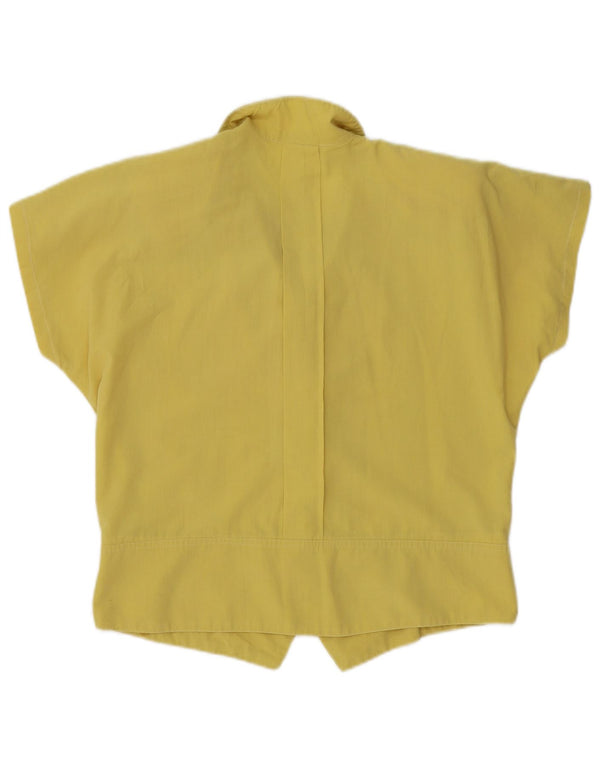 vintage Femme Chemise à manches courtes Blouse UK 16 Grand Jaune