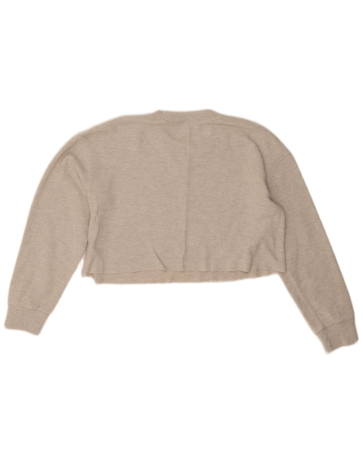 Zara Womens Crop Oversized Moletom Jumper Reino Unido 14 Poliéster Cinza Médio