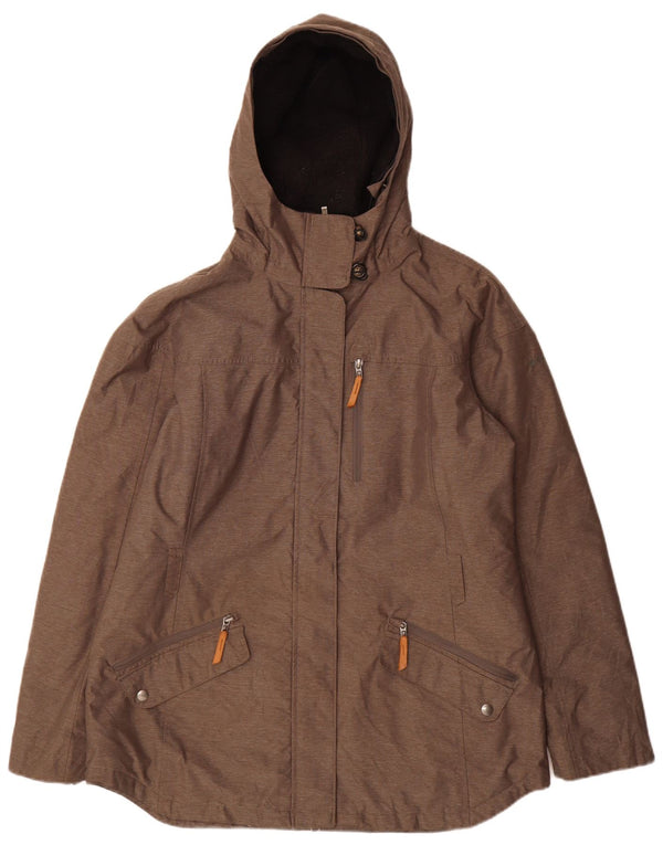 Columbia Womens Omni-Heat Hooded Parka Jacket UK 18 XL Grey Pinstripe Nylon
