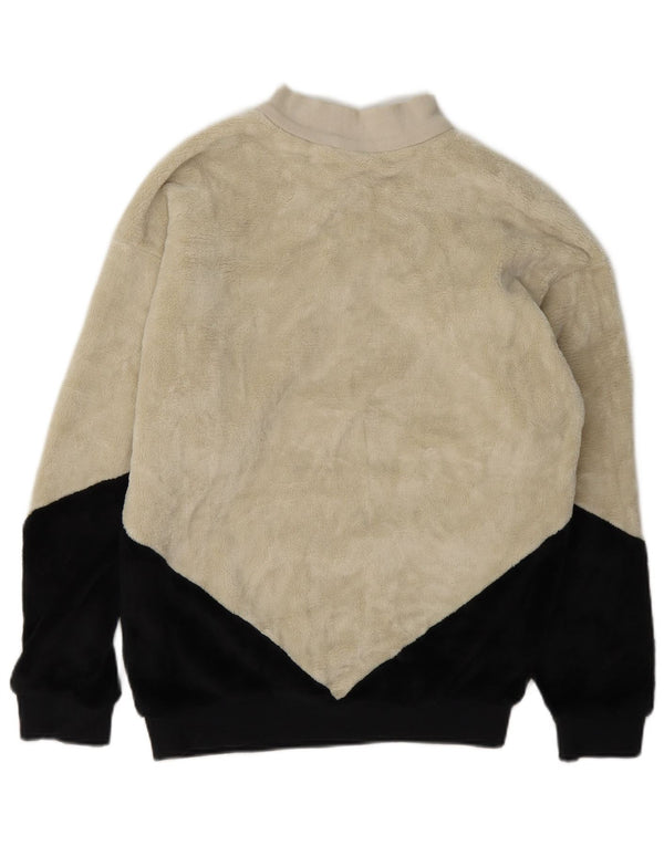 Adidas Pull en polaire surdimensionné à col zippé pour femme UK 8 Small Beige Colourblock