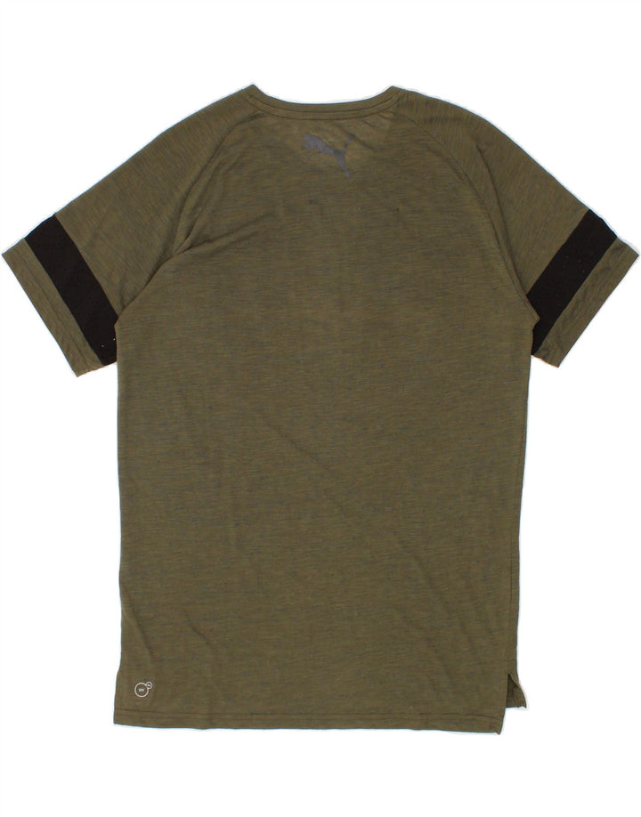 PUMA Mens Graphic T-Shirt Top Medium Khaki Colourblock Vintage Puma and Second-Hand Puma from Messina Hembry 