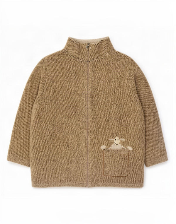Vintage dame fleece træningsdragt topjakke UK 14 Stor beige polyester