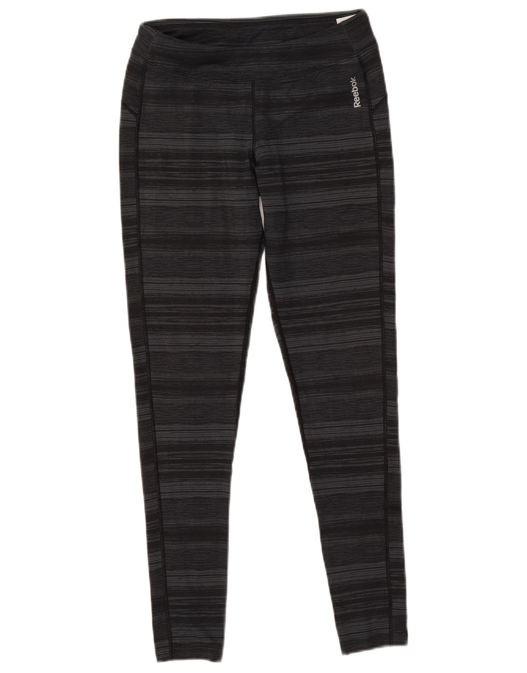 REEBOK Womens Leggings UK 10 Small  Grey Pinstripe Polyester