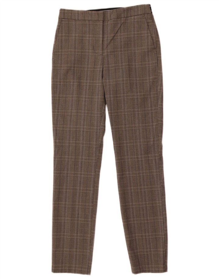 Zara Womens Slim Suit Trousers XS W24 L27 Grey Check Polyester