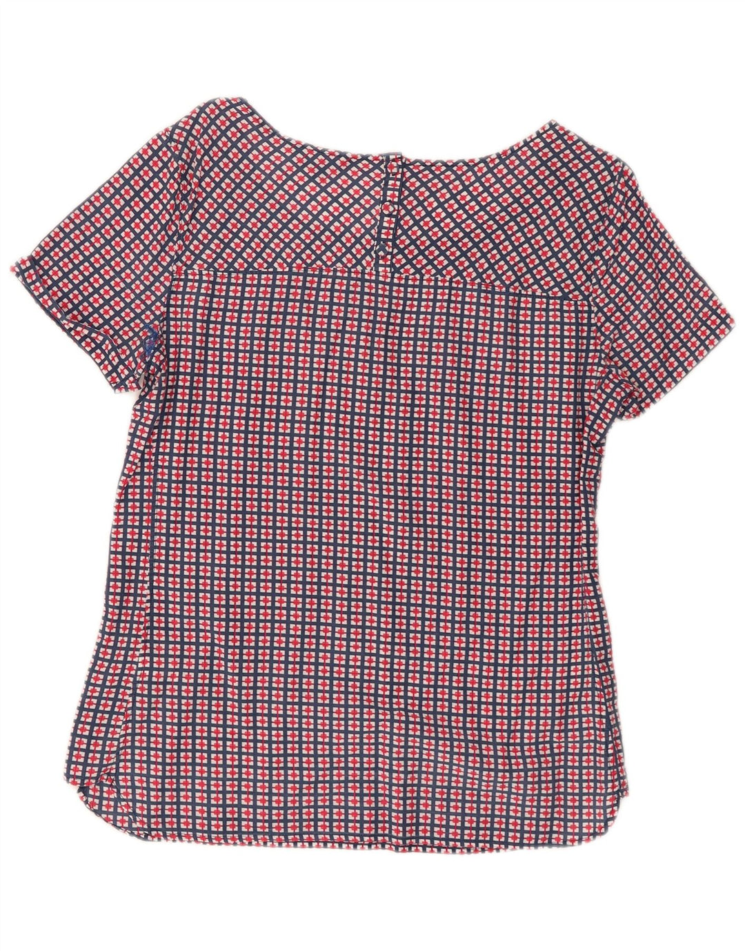 Tommy Hilfiger Womens Blouse Top US 6 Medium Navy Blue Geometric Cotton