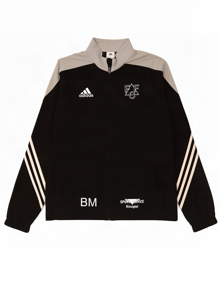 Adidas Mens Graphic Tracksuit Top Jacket Medium Black Colourblock Polyester