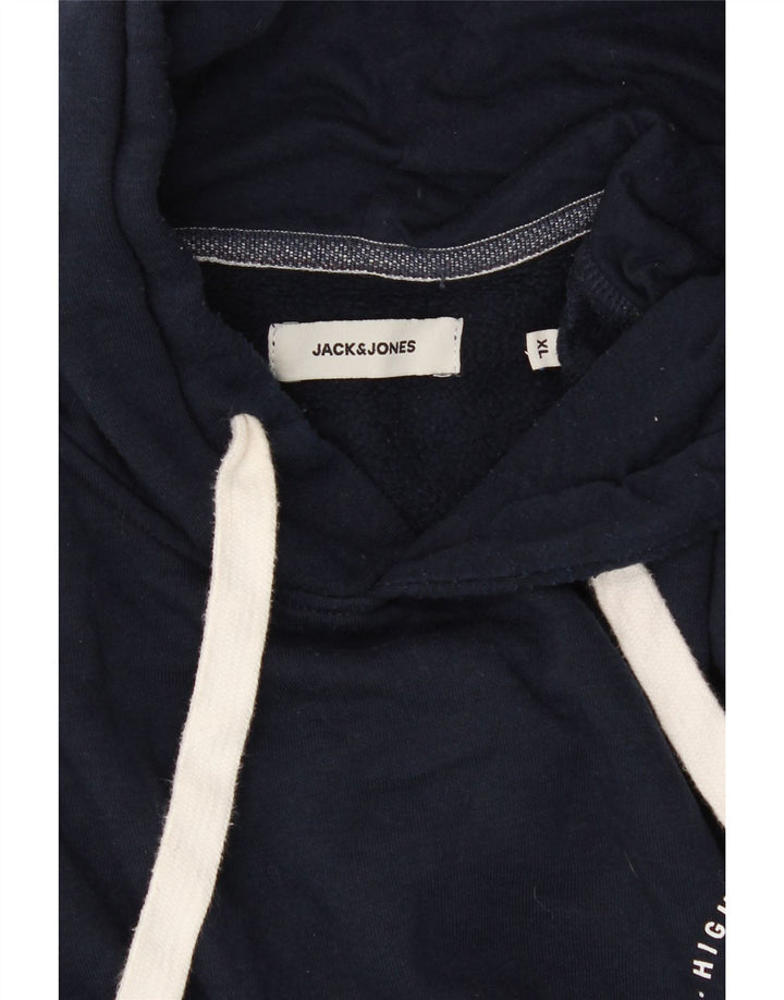 JACK & JONES Mens Hoodie Jumper XL Navy Blue Polyester Vintage Jack & Jones and Second-Hand Jack & Jones from Messina Hembry 