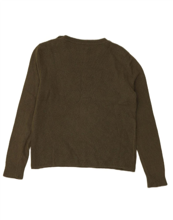 MASSIMO DUTTI Womens Crew Neck Jumper Sweater UK 12 Medium Khaki