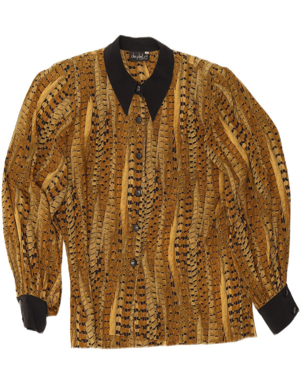 De Pletrl Womens Shirt Blouse IT 42 Medium Brown Colourblock