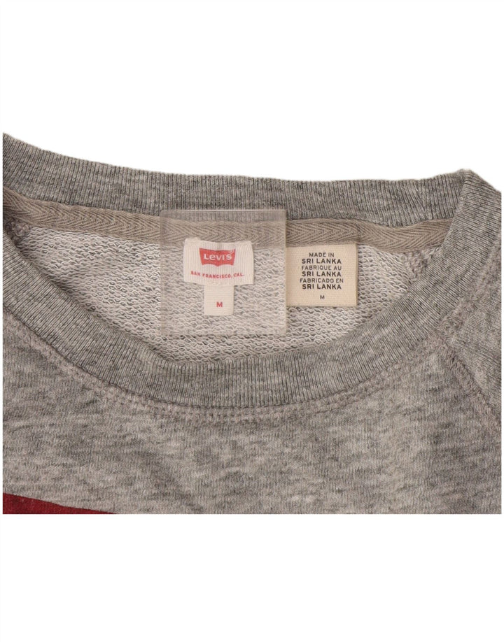 Levi's Womens Graphic Sweatshirt Jumper UK 14 Medium Grey Flecked