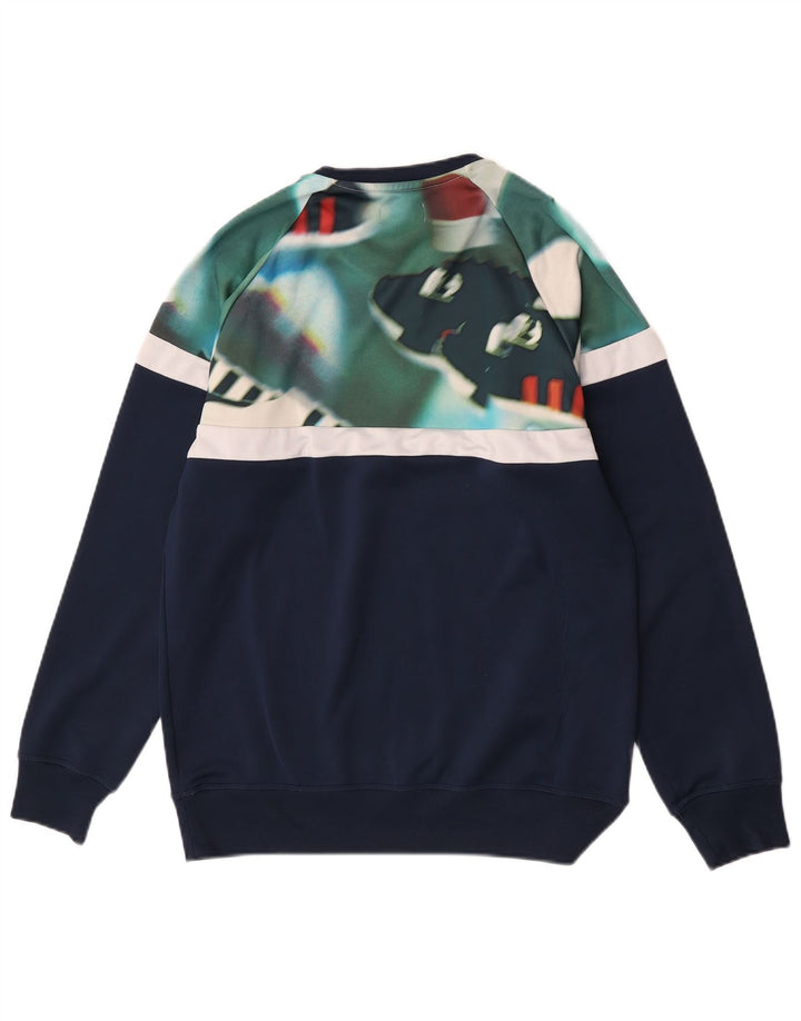 Adidas Mens Sweatshirt Jumper Medium Navy Blue Colourblock Polyester