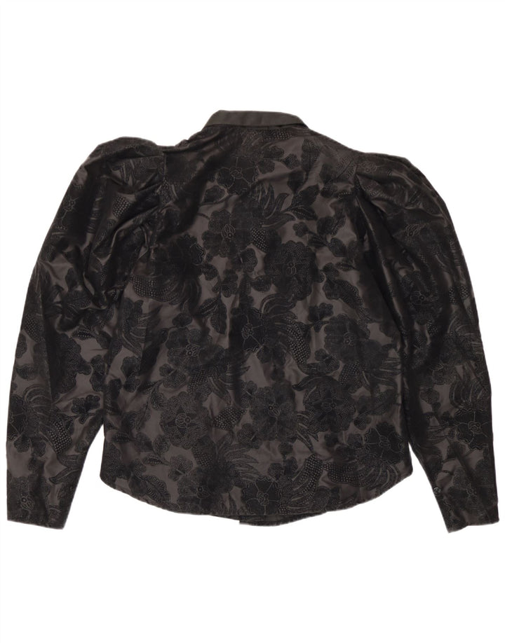 Primavera Firenze Womens Shirt Blouse UK 12 Medium Black Floral Polyester