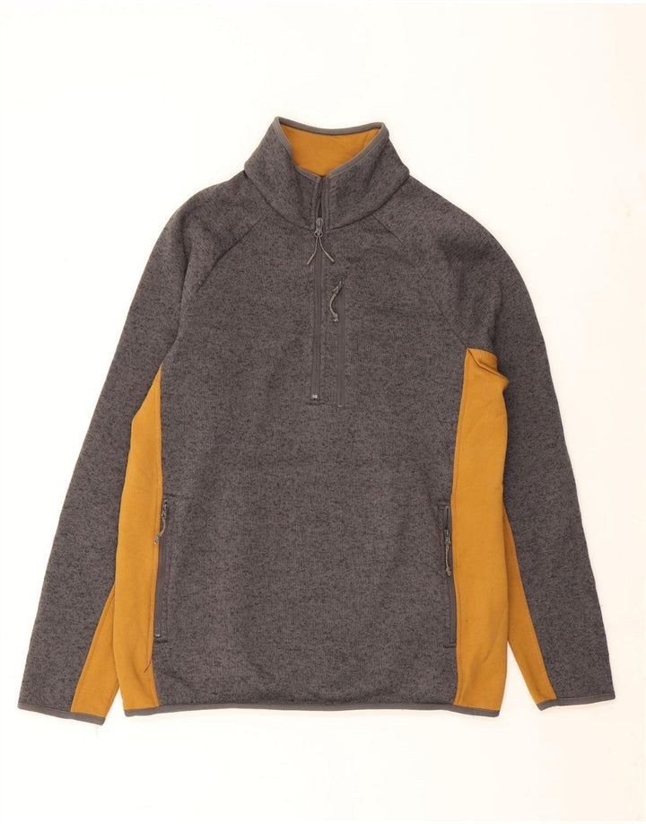 Mountain Warehouse Mens Zip Neck Sweatshirt Jumper Large Grey Colourblock
