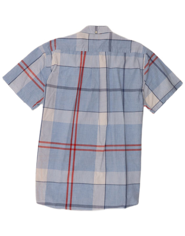 Barbour herre skræddersyet kortærmet skjorte XL blå plaid bomuld