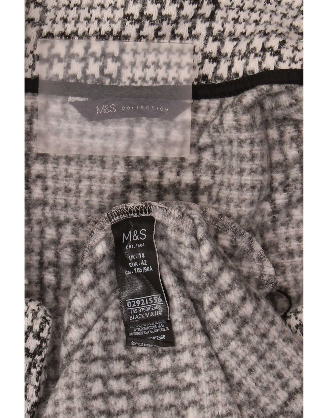 Palton deschis pentru femei Marks & Spencer UK 14, mare, negru, picior de găin