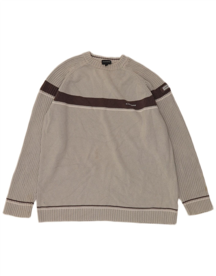 Kickers Herre Crew Neck Jumper Sweater Medium Grey Colourblock Bomuld