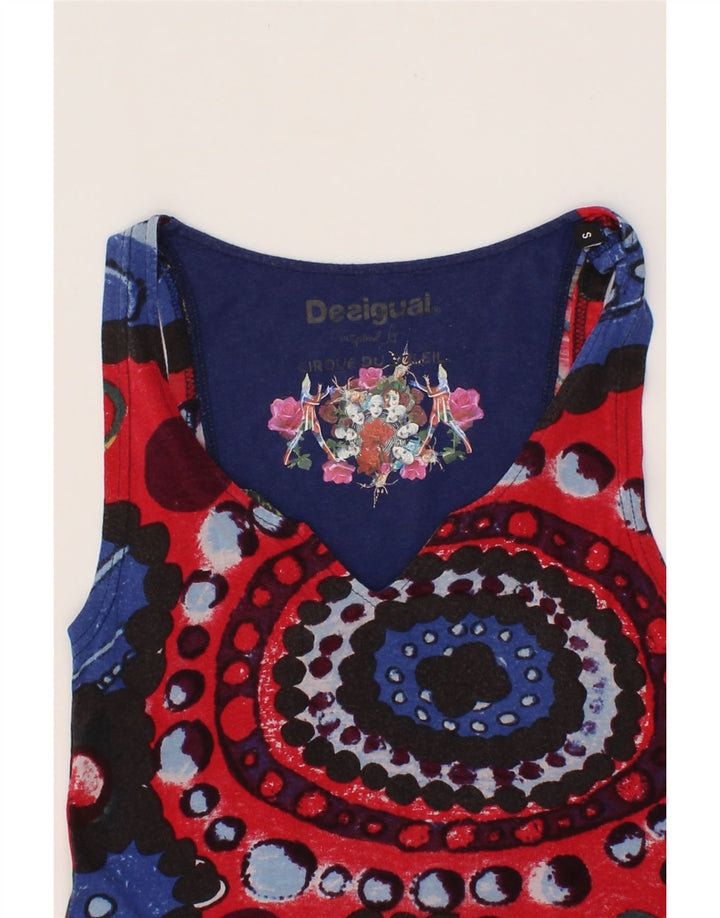 DESIGUAL Womens Abstract Pattern Sleeveless Tunic Dress UK 8 Small Blue Vintage Desigual and Second-Hand Desigual from Messina Hembry 
