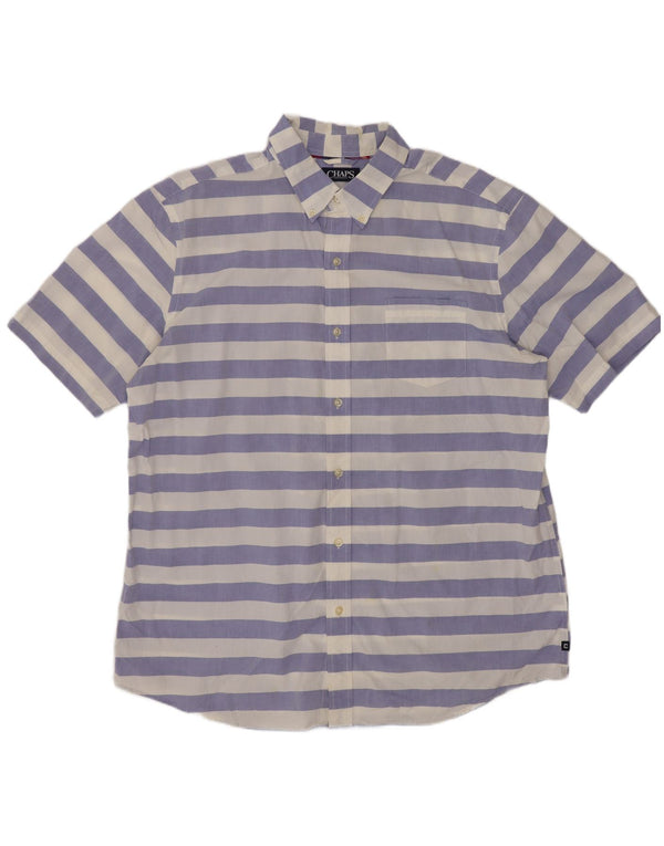 Camicia Chaps da uomo a maniche corte vestibilità regolare XL in cotone a righe blu