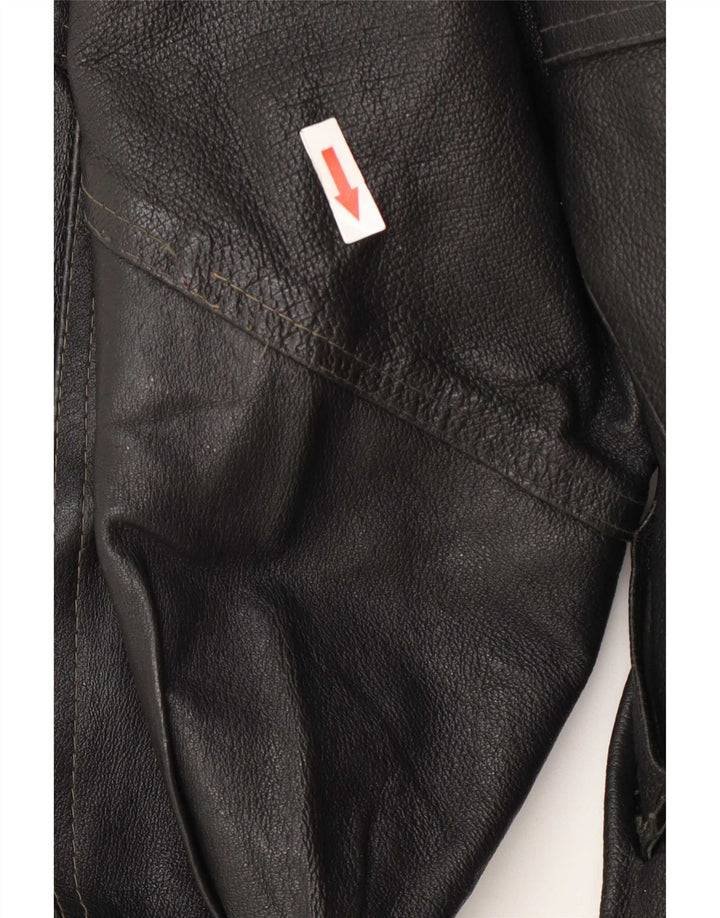 Giacca in pelle vintage da donna UK 14 grande nera