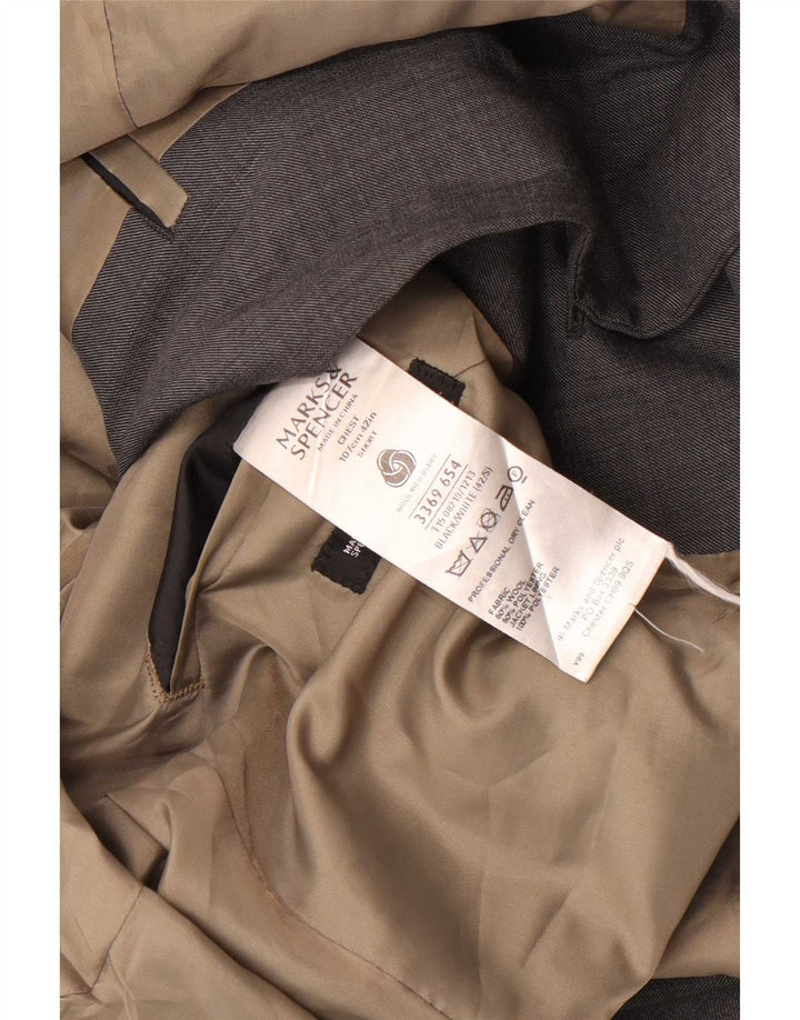 Marks & Spencer Mens 2 Button Blazer Jacket UK 42 Large Grey Wool