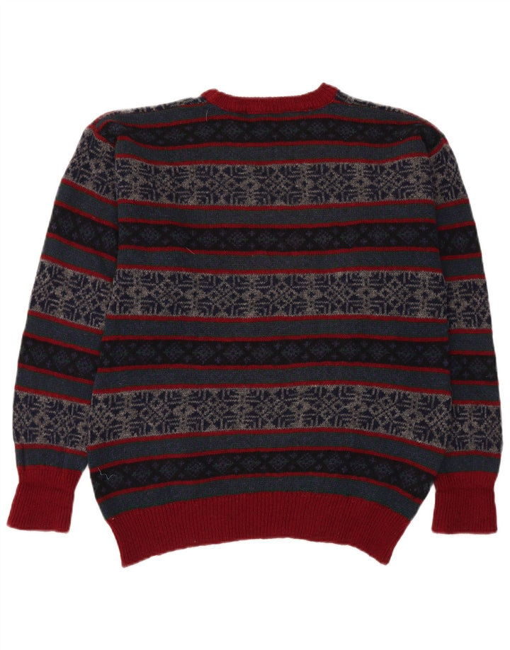 VINTAGE Mens Crew Neck Jumper Sweater Medium Multicoloured Fair Isle