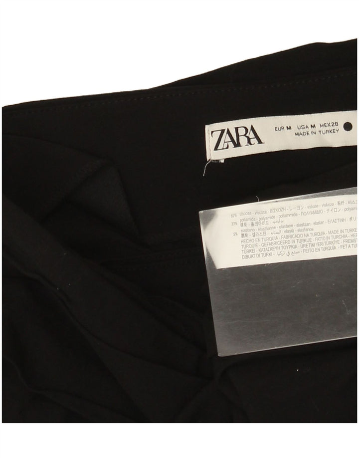 Zara Womens Crop One Shoulder Top UK 12 Medium Black Viscose
