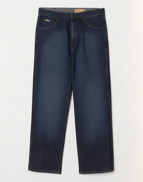 Wrangler Mens Texas Stretch Straight Jeans W34 L28 Navy Blue Cotton