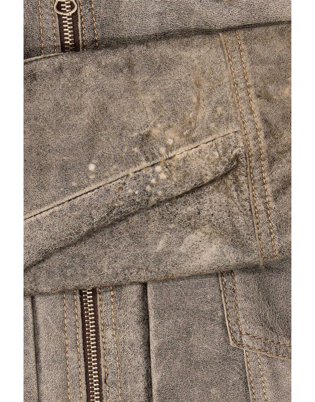 Vintage Mens Leather Bomber Jacket UK 38 Medium Grey