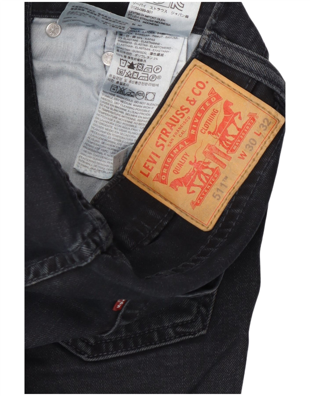 Levi's Mens 511 Slim Jeans W30 L30 Navy Blue Cotton