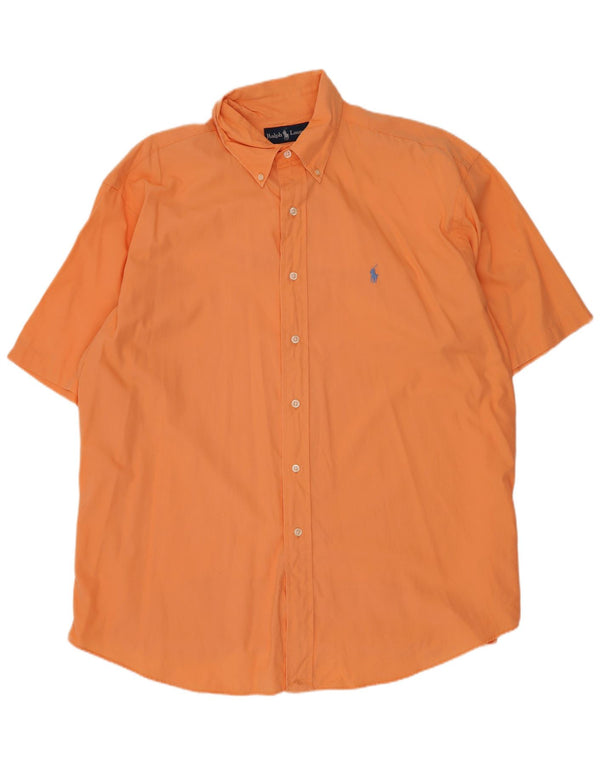 Ralph Lauren Camisa Blake de manga corta para hombre, ajuste relajado, algodón naranja grande