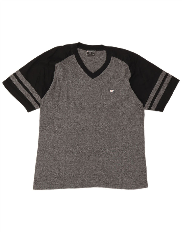 T-shirt da uomo Champion Top in cotone color block grigio medio