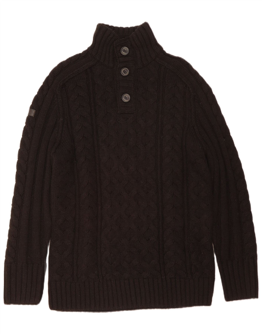 Superdry Herre Button Neck Sweater 2XL Brun Akryl