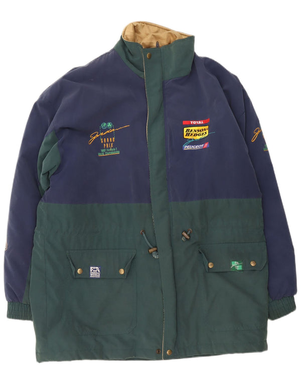 Vintage Herre Grafisk Windbreaker Coat UK 40 Large Navy Blue Colourblock