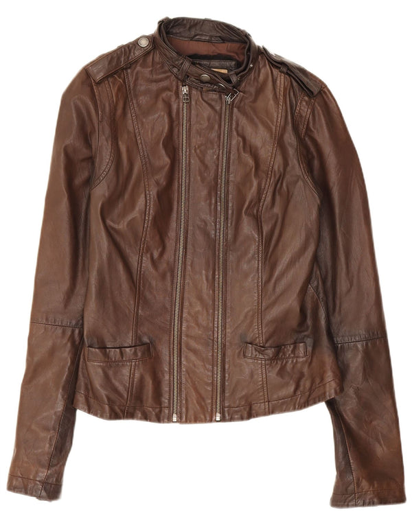 Fornarina Damen Militärlederjacke UK 14 Large Braun