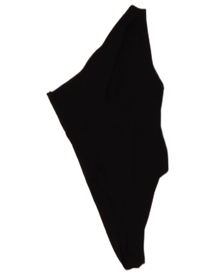 Zara Womens One Shoulder Bodysuit UK 12 Medium Black Cotton