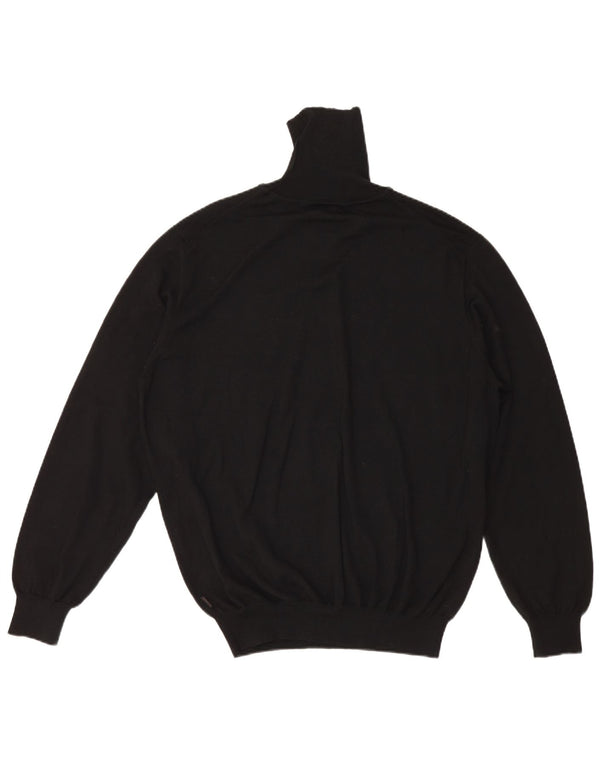 Hugo Boss Mens Roll Neck Jumper Sweater 2XL Black Wool