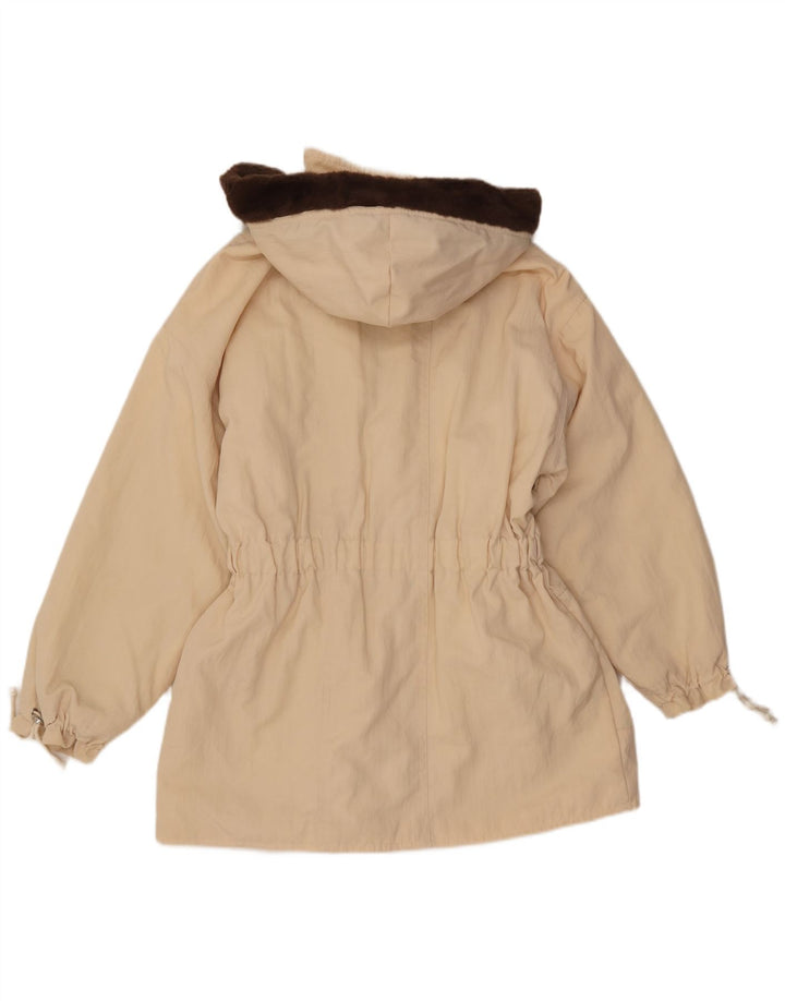 Vintage Womens Hooded Parka Jacket IT 42 Medium Beige