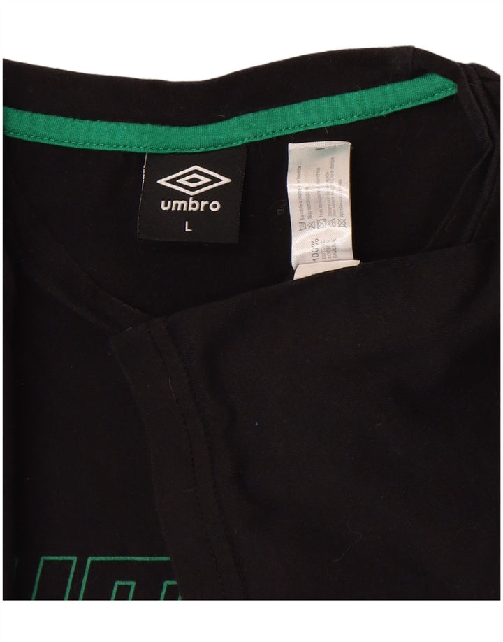 Umbro Mens Graphic T-Shirt Top Large Black Cotton