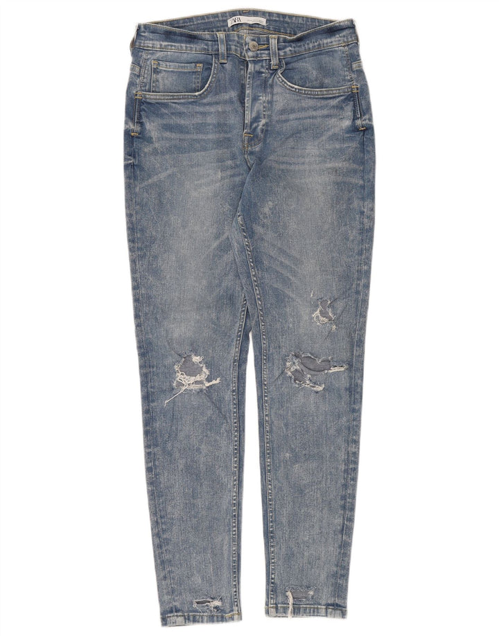ZARA Womens Distressed Slim Jeans EU 40 Medium W31 L30 Blue