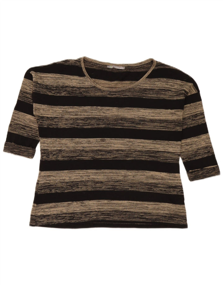 Marks & Spencer Top feminino oversized manga 3/4 Reino Unido 10 listrado cinza pequeno
