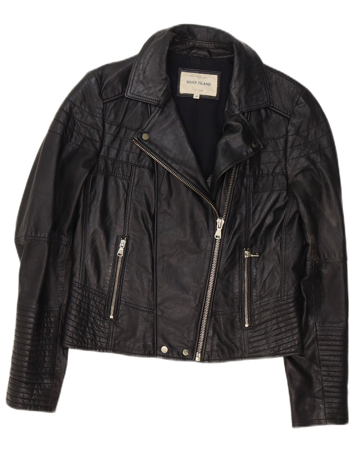 River Island Γυναικείο Δερμάτινο Μπουφάν Biker UK 12 Medium Μαύρο